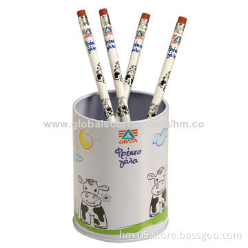 Tin Pencil Vase with Color Printing